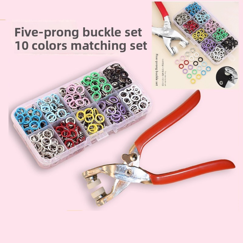 Snap Fastener Set - 100 Sets Automatische Drukknooptangen, Vijfklauw Drukknooptangen