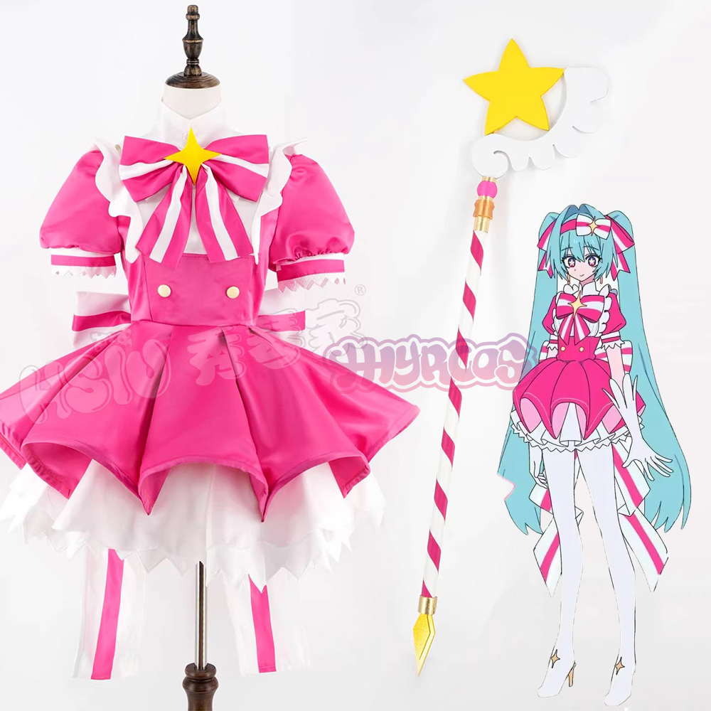 Cosplay Prop Diy - MMiku Retry Cosplay Kostuums Pruik Roze