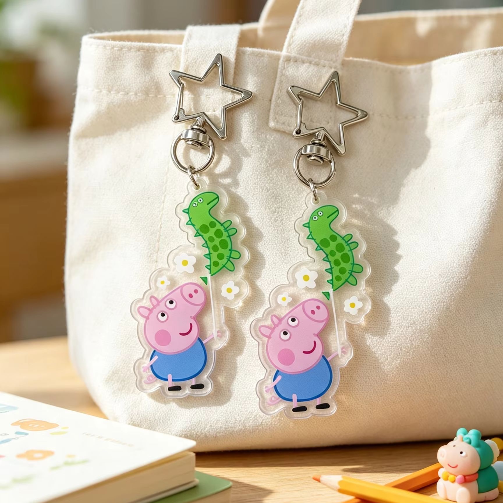 Cosplay Floating Prop - Peppa Pig George Acrylfiguur Sleutelhanger Levendige