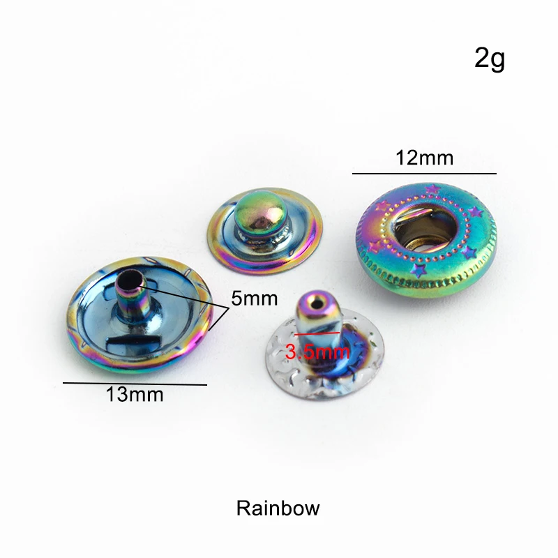 20-100 sets regenboog 12 mm 10 - Snap Fastener Set recensie en prijs